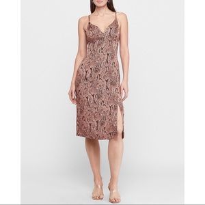 EXPRESS Snakeskin Print V-Neck Slip Dress